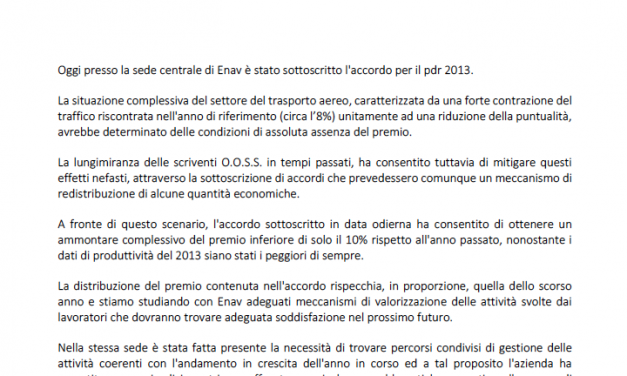 Comunicato PDR 2013