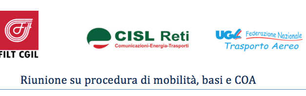 Riunione su procedura di mobilità, basi e COA