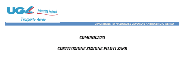 Piloti Lavoro Aereo e Antincendio Aereo – Costituzione Sezione Piloti SAPR