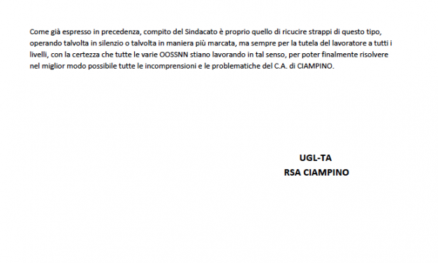 UGL Trasporti protagonista nei conteggi della CIGS per gli assistenti di volo